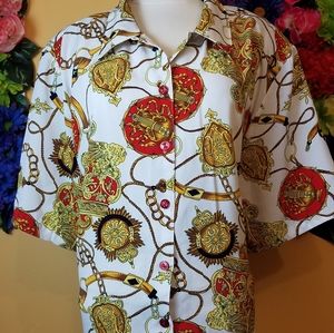 Vintage Claudia Richard gold chain design blouse- 24W WN